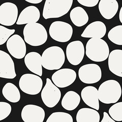 Vector petals seamless pattern. black and white colors, abstract background. Floral background. Stones. Best for fabric, wrapping paper, home design, textile.
