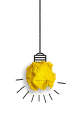light bulb made from yellow paper ball