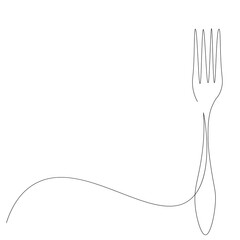 Fork silhouette line drawing, vector illustration