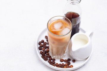 Cold brew coffee with ice and milk