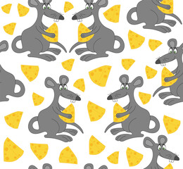 Beautiful colorful vector seamless pattern with funny rats