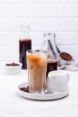 Cold brew coffee with ice and milk