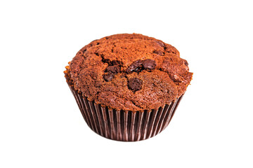 chocolate muffin with mint wooden table (1)