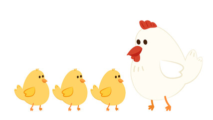 Chick and Hen cartoon vector. Character design.