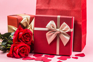 rose present gift wooden background valentines day background