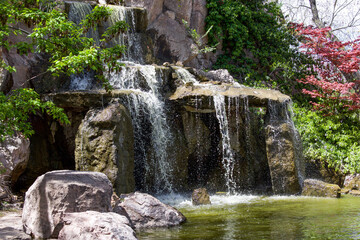 Fototapeta na wymiar Waterfalls LDB Johnson Wildflower Center