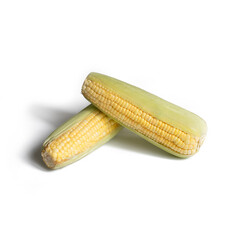 Fresh sweet corn isolate on white background