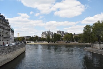 Fototapeta na wymiar View of the river Seine and buildings in Paris, France.