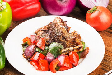 plate fresh fried beef ribs
