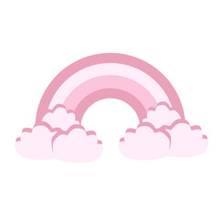 vector image of a rainbow with clouds in pink