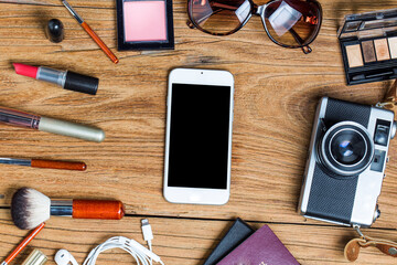 equipment tour teen girl cosmetics accessories make up smart phone bag hat ready travel