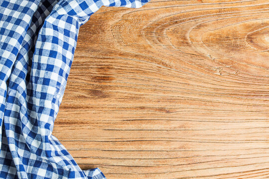 Blue Table Cloth White Background Copy Space Top View