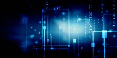 2d illustration abstract digital binary data on computer screen