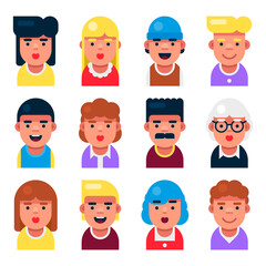 Avatar Userpic Set. Cute Cartoon Characters Icons Set for User Profile. Vector