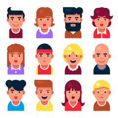 Avatar Userpic Set. Cute Cartoon Characters Icons Set for User Profile. Vector