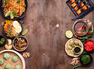 Fototapeta na wymiar Asian food. Chinese, Japanese and Thai cuisine