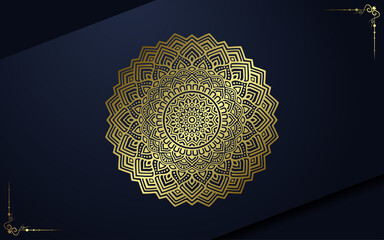 Luxury gold mandala ornate background for wedding invitation, book cover with mandala element style premium vector