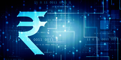 Rupee currency . 2D rendering illustration