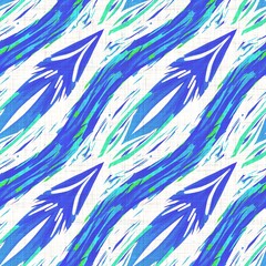 Turquoise blue uneven stripe linen texture background. Seamless mottled textile effect. Distressed aqua dye pattern. Coastal cottage beach decor, modern sailing fashion, soft furnishing repeat cloth