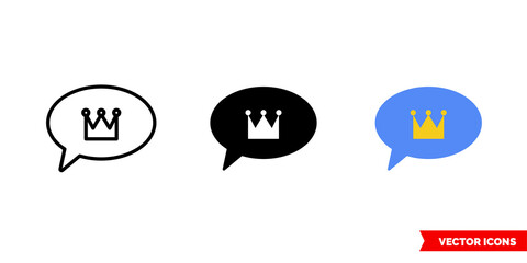 King talk icon of 3 types color, black and white, outline. Isolated vector sign symbol.