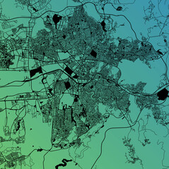 Ankara, Turkey (TUR) - Urban vector megacity map with parks, rail and roads, highways, minimalist town plan design poster, city center, downtown, transit network, gradient blueprint