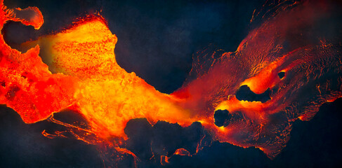 the image of burning lava in abstract form on a dark background © foldyart1980