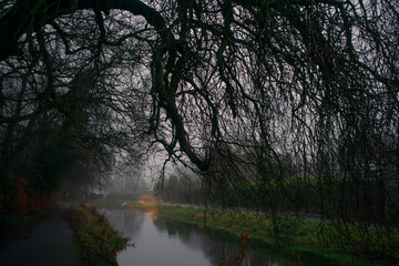 Dull Cloudy Day at Countryside Canal, Ireland