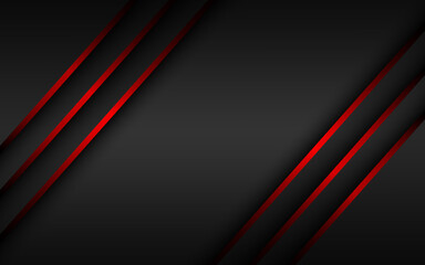 Abstact red line vector background. Overlapped layers on black background. Template for your banner and presentation. Modern vector design illutration