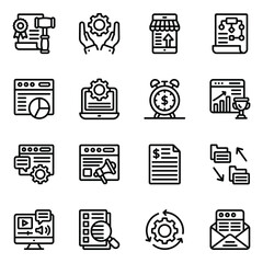 
Pack of Business Management and Marketing Linear Icons 
