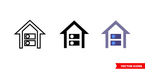 Root server icon of 3 types color, black and white, outline. Isolated vector sign symbol.