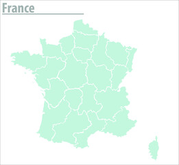 France map illustration vector detailed France map with region names
