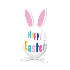 Easter Rabbit with egg. Happy Easter. Easter Bunny with egg and color text. Vector illustration
