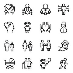 Fototapeta premium Set of Human Life Linear Icons 