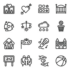 
Set of Family Love Linear Icons
