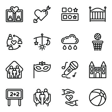 
Set of Family Love Linear Icons
