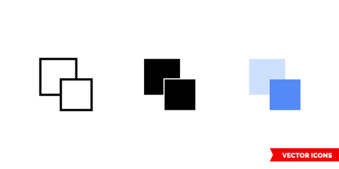 Send backward icon of 3 types color, black and white, outline. Isolated vector sign symbol.