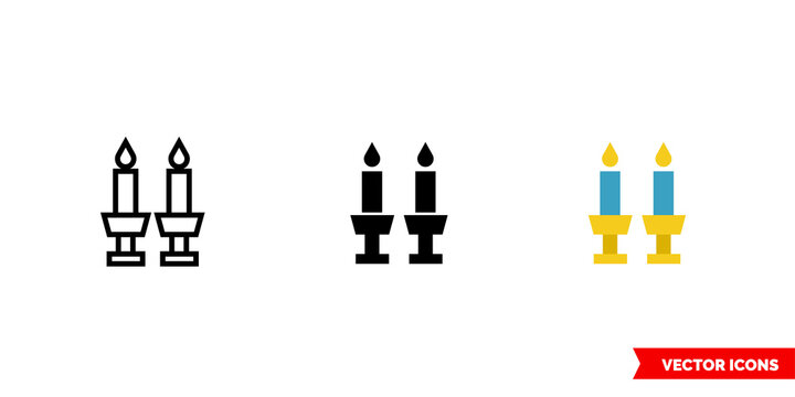 Shabbat icon of 3 types color, black and white, outline. Isolated vector sign symbol.