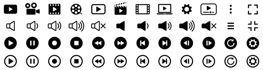 Foto op Plexiglas Media player icons collection. Video player icons. Cinema icon. Vector © warmworld
