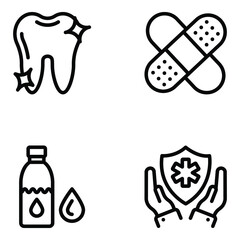 
Pack of Medical and Security Linear Icons 
