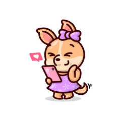 CUTE FEMALE DOG FEELING SO HAPPY WHILE CHATING WITH HER BOYFRIEND. 