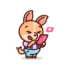 CUTE MALE DOG FEELING SO HAPPY WHILE CHATING WITH HIS GIRLFRIEND.