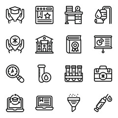 
Pack of Lab Equipment Linear Icons 
