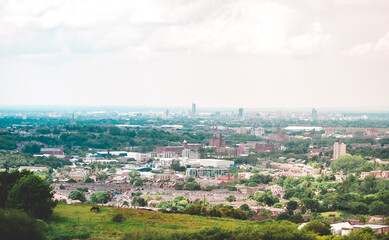Fototapeta premium Manchester, the cities landscape from a distance. 