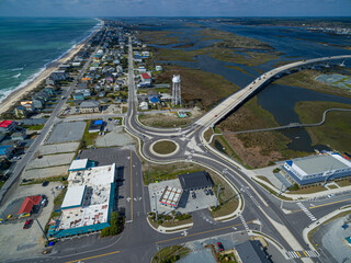 Downtown Surf City - Roundabout and High Rise Bridge Aerial View © Bobby Bourdeaux
