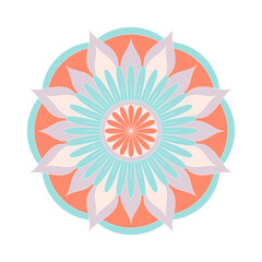 Vector symmetrical mandala ornament. Round multi-colored flower pattern.