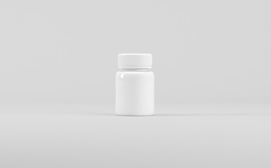 White Plastic Supplement Bottles Mockup 3D Illustration-Medicine Pharmaceutical