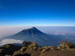 morning view of Mount Merapi from the top