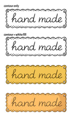 Set of four hand drawn logos or labels with the inscription 