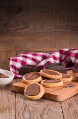 Fototapeta na wymiar Shortcrust pastry biscuits with chocolate. 