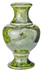 one green puffy ceramic vase